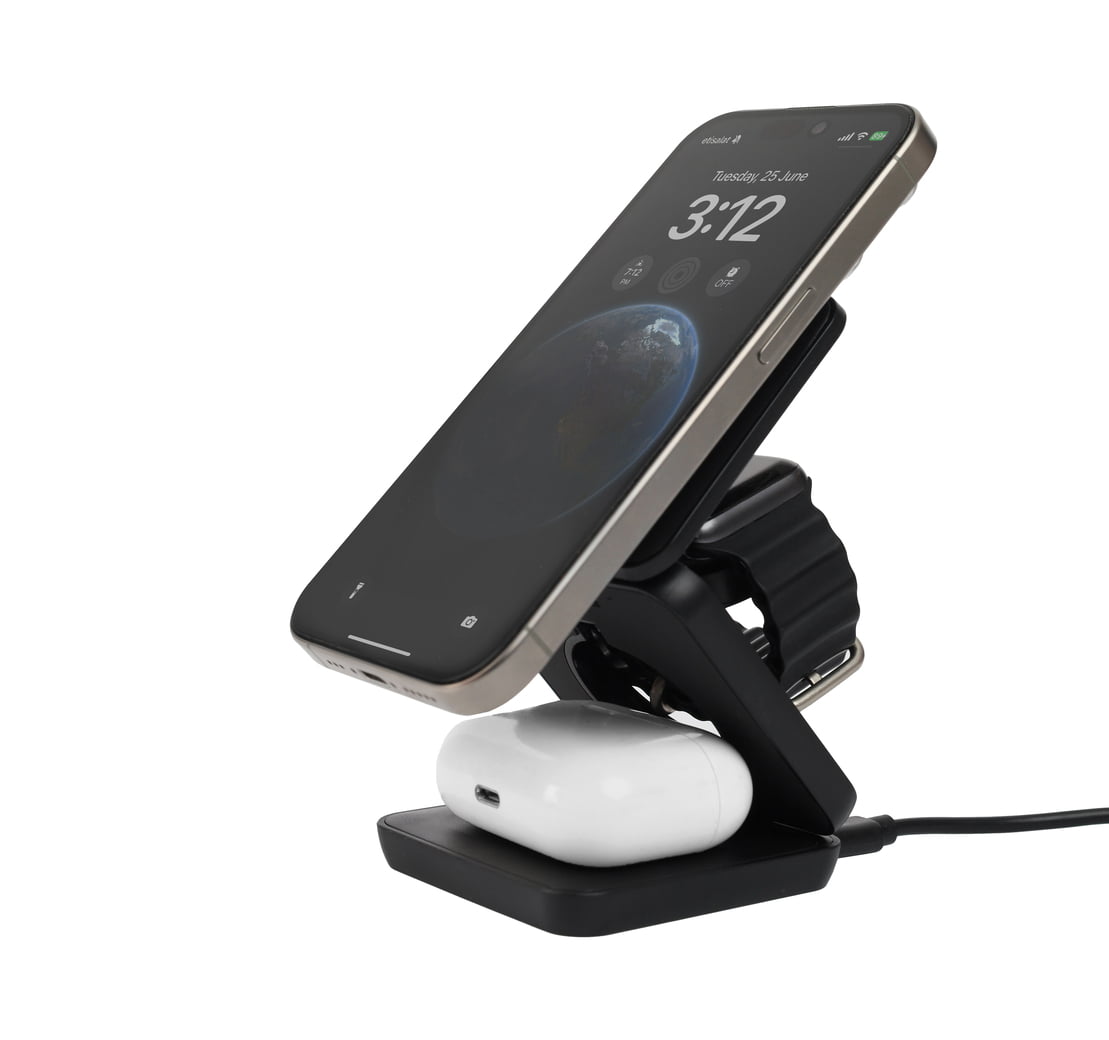 Multifunctional Magnetic Wireless Charger – 15W Fast Charging (Black)